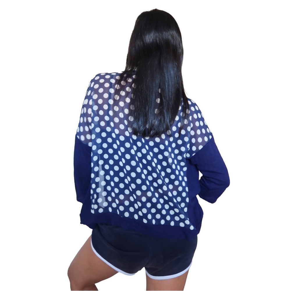 Eyeshadow Polka Dot Sheer Back Cardigan